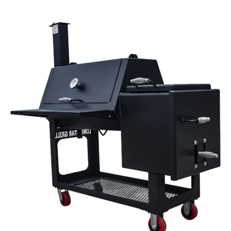 Lone Star Grillz 20x36 Heavy Duty Texas Offset Pipe Smoker with Grill Top Firebox