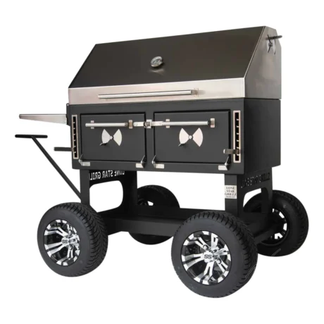 Lone Star Grillz 24x48 Heavy Duty Adjustable Charcoal Grill with Front Loading Doors